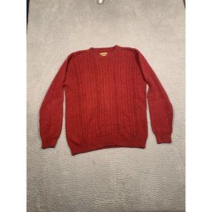 R&R Outdoors Men's Red Cable Knit Sweater Cotton Pullover XL Classic‎